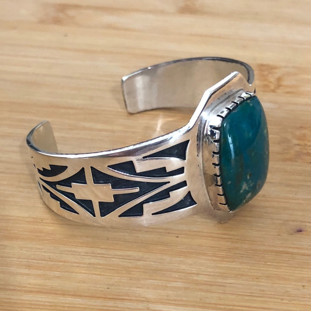 $645 Rare Signed Estate Designer Navajo Cuff  Sterling Signed   L.B.H. STERLING - Picture 7 of 9
